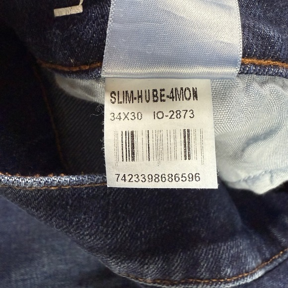 Mott & Bow Jeans Mens 34x30 Blue Slim Stretch Preppy Mid Rise Dark Wash Denim - Picture 6 of 16